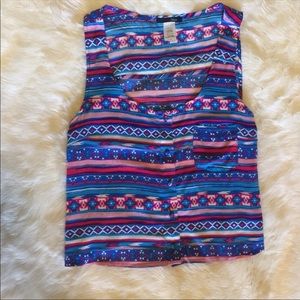 3/$15 Aztec Print Crop Tank